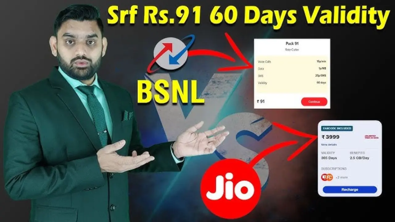 BSNLs Best Plan Jio and Airtel Take Notice 91 Rupees for 2 Months of Validity